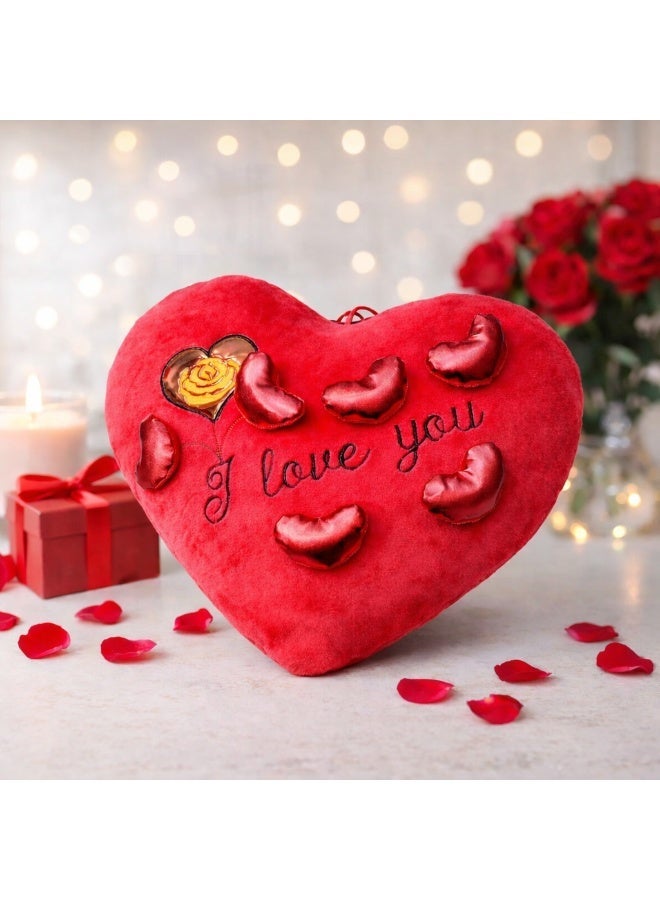 Heart Shaped Plush Soft Toy Pillow 40cm – Red “I Love You” Love Cushion, Romantic Gift for Girlfriend, Wife & Kids, Anniversary, Birthday & Bedroom Home Décor - Image 1